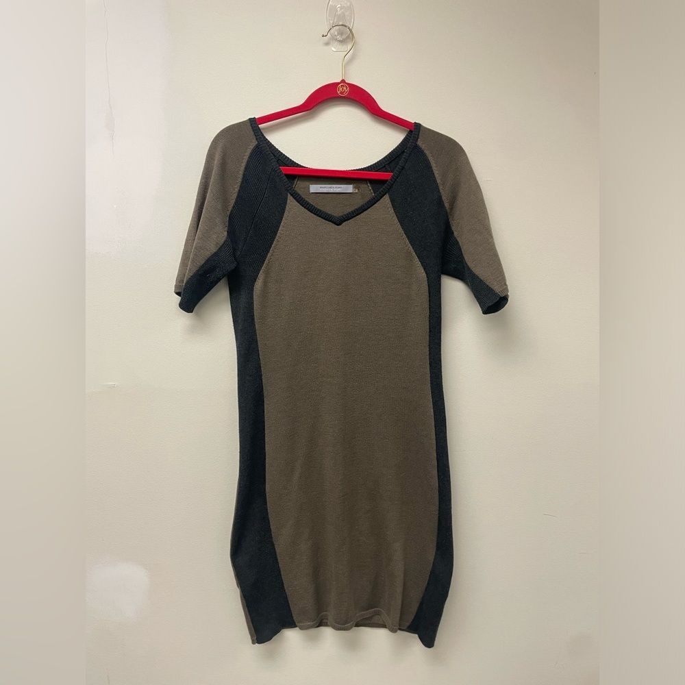 Women's Marc New York Grey Tan Colorblock Bodycon Sweater Dress SZ M